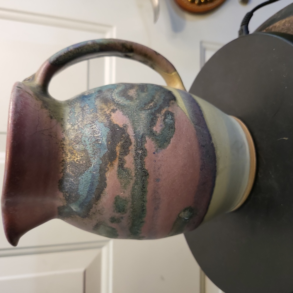 Joe Winter Signed Raku Pottery Studio Ceramic Pitcher Vase Vessel 7" - Picture 1 of 10